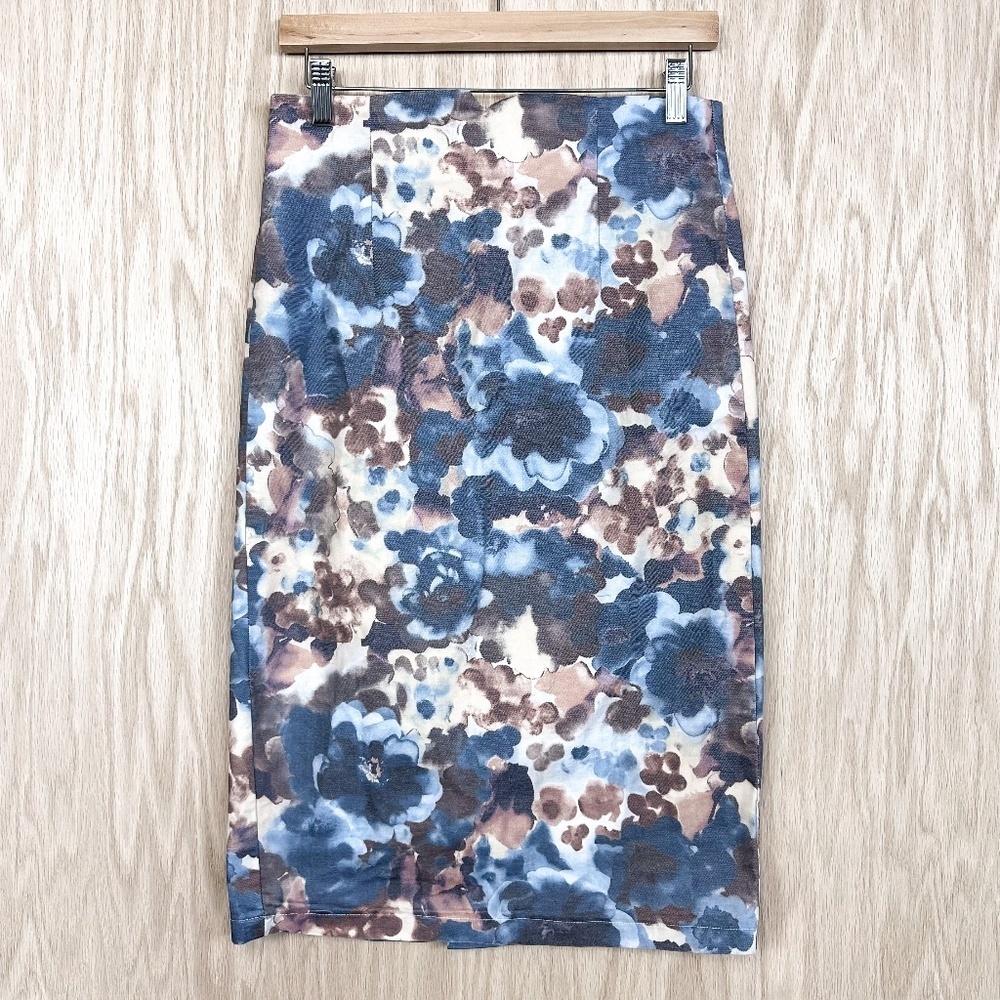 TOV Watercolor Floral Pencil Skirt Sz 40